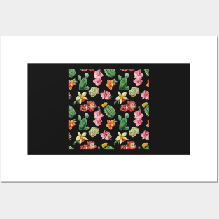 Succulent Flower Pattern Posters and Art
